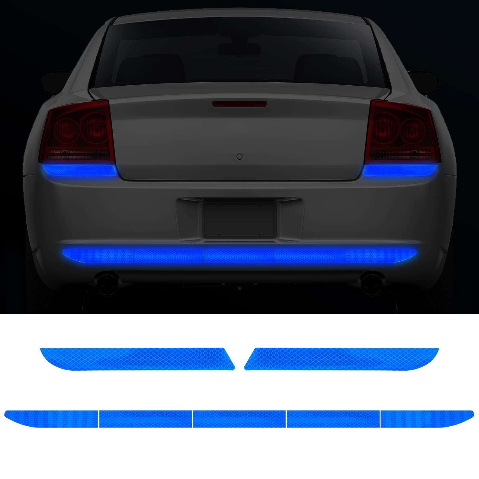 Frienda 7 Pcs Auto Strong Reflective Stickers Includes Car Bumper Reflective Stickers Car Trunk Mirror Decals Night Visibility W