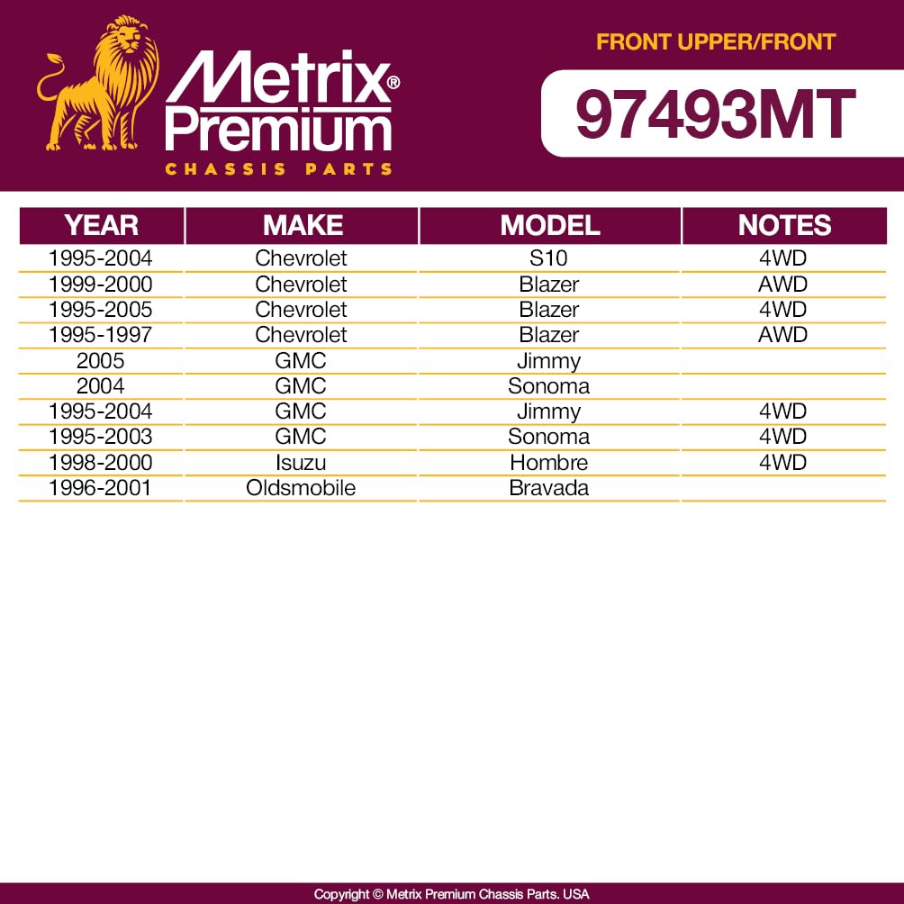 Metrix Premium Chassis Parts - 4 Pc Front Upper Control Arm & Front Sway Bar Stabilizer End Link Kit Fits 95-04 Chevrolet S10, 9