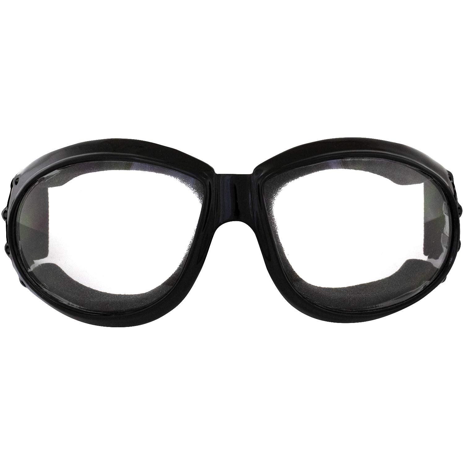 Global Vision Eliminator Deluxe Red Baron Style Padded Anti-Fog Motorcycle Goggles Black Frames (Clear And Smoke)