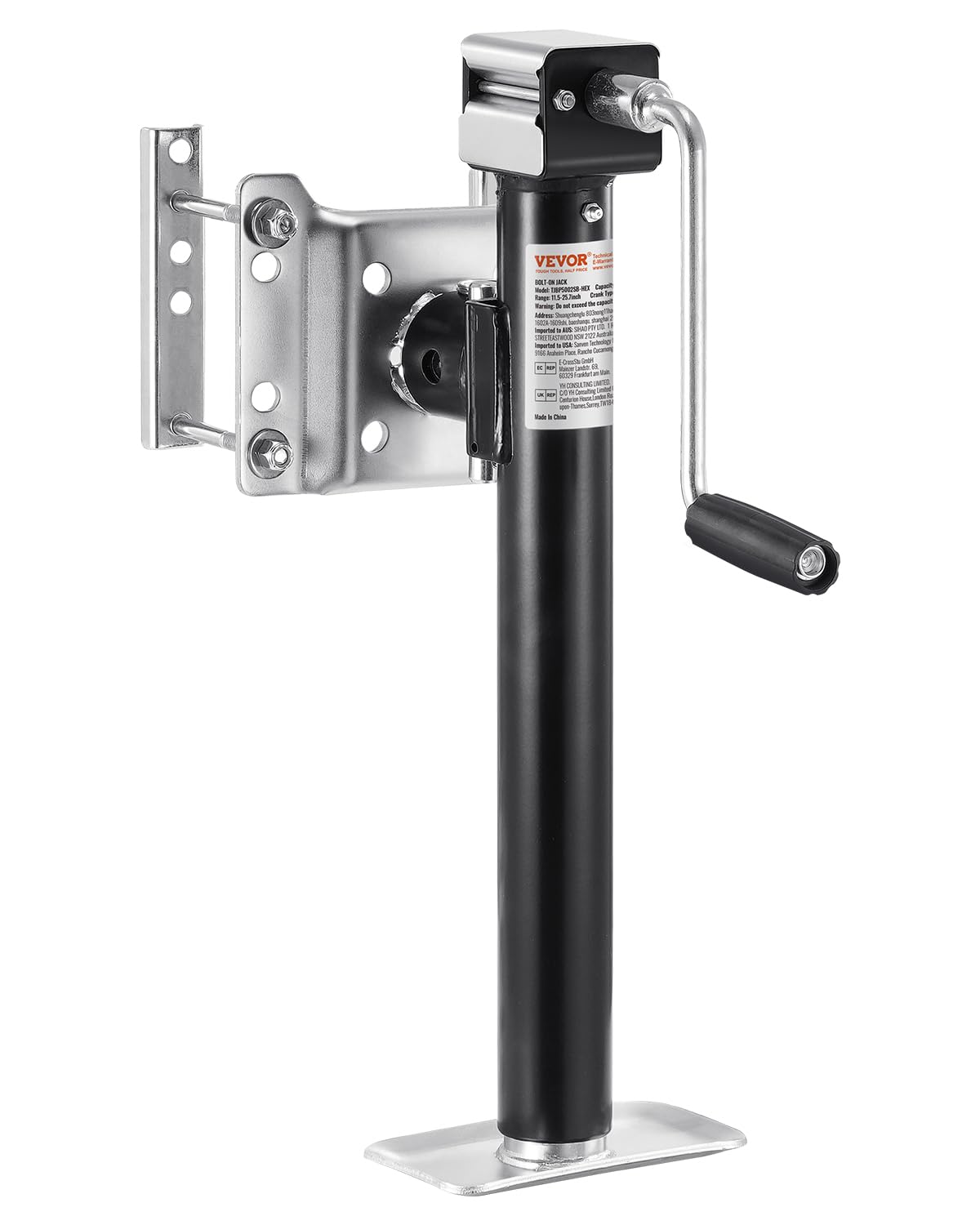 VEVOR 5000 lbs Dynamic Load Capacity, Heavy Duty Swivel Bolt-on Trailer Jack, 14.3 Lift Trailer Jack Stand with Handle for RV,