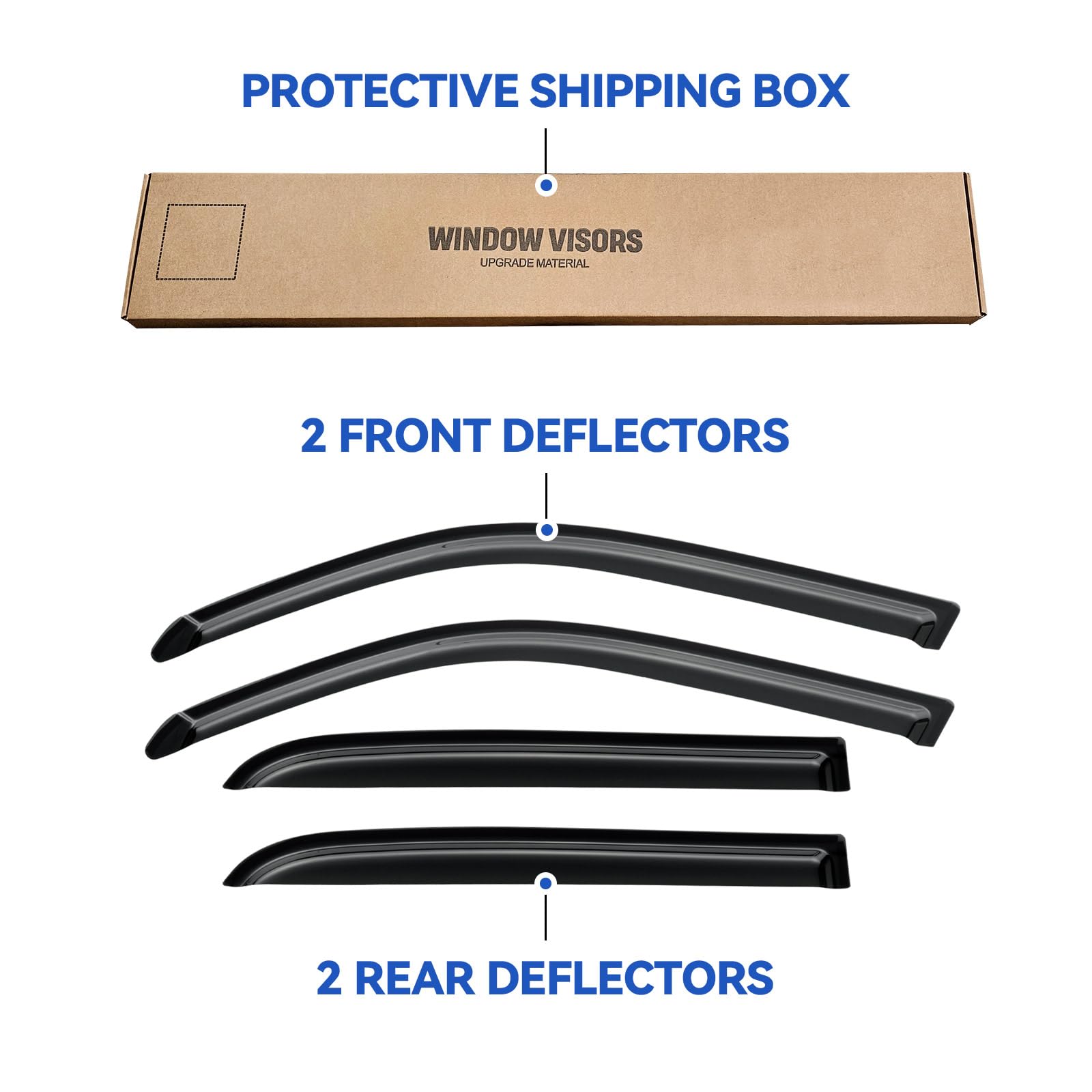 Window Visors Rain Guards for 2004 2005 2006 Toyota Tundra Double Cab, Out-Channel Window Vent Wind Deflectors Visors Shades for