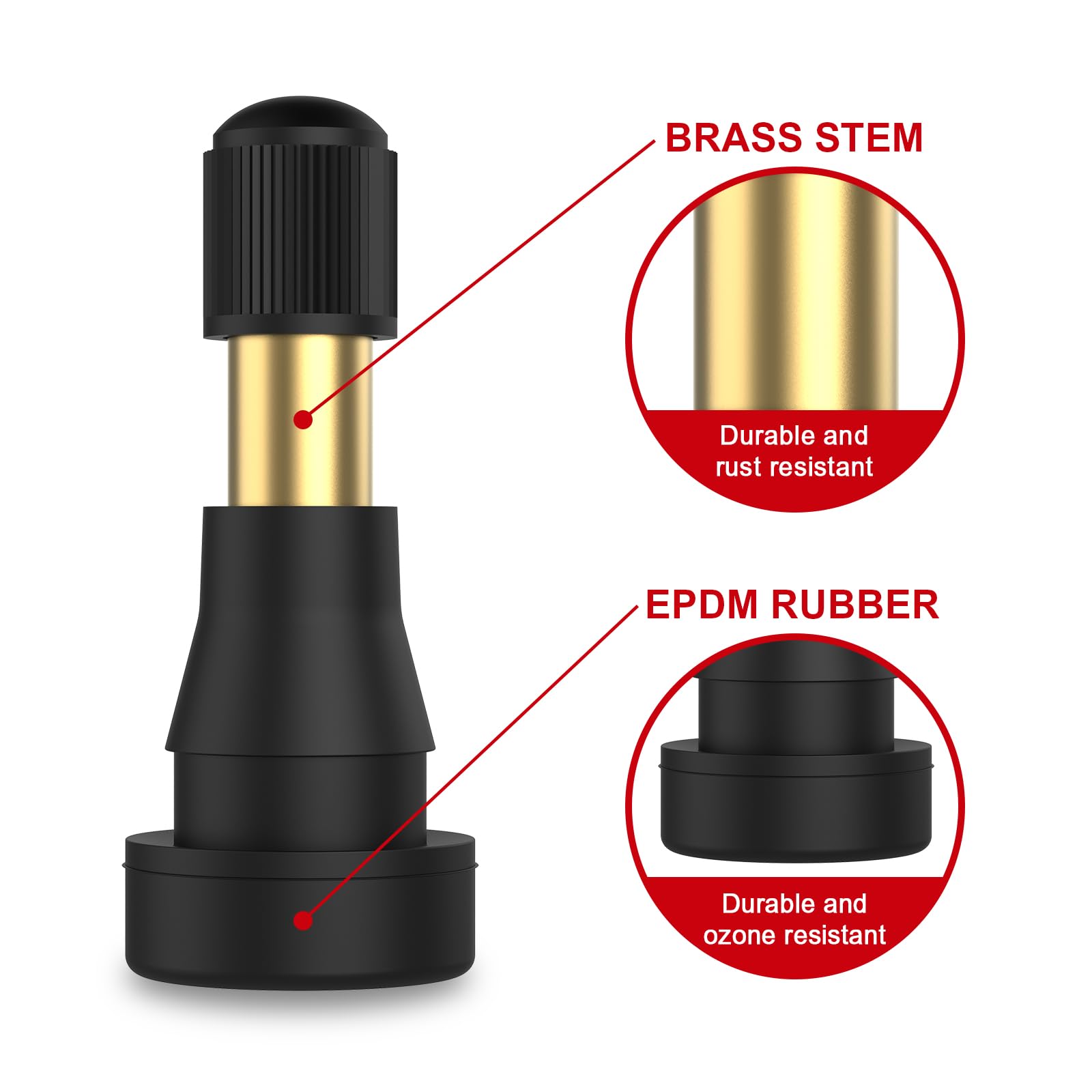 Sunsoul Tr600Hp High Pressure Brass Stem Epdm Rubber Snap-In Tire Valves, Fit For 0.453 Inch 11.5Mm Rim Holes And For Most Of Pi