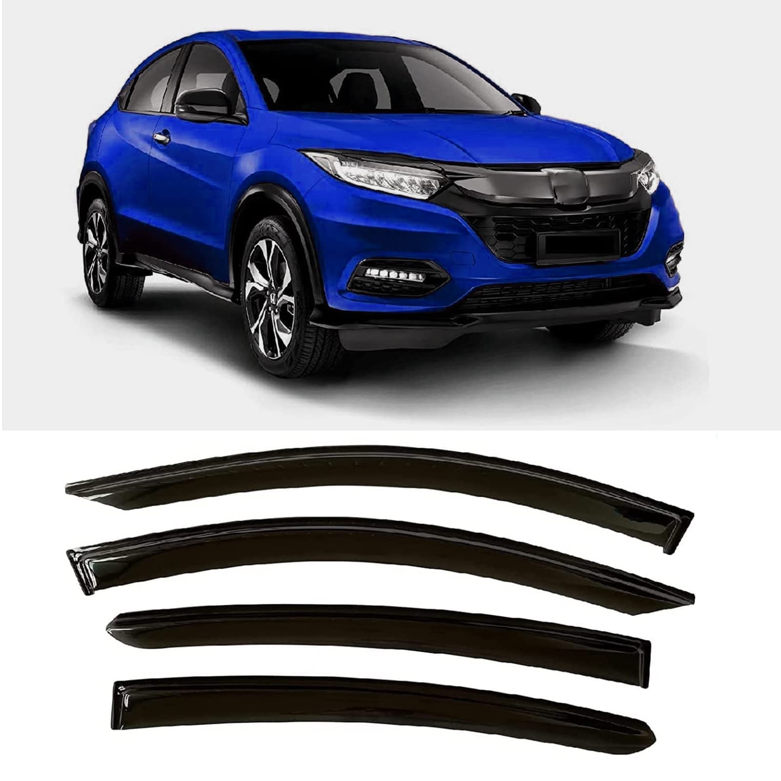 Zzdsnj Tape-On Rain Guard 4-Piece For 2016-2022 Honda Hr-V Windows Visor Shield Shade Smoke