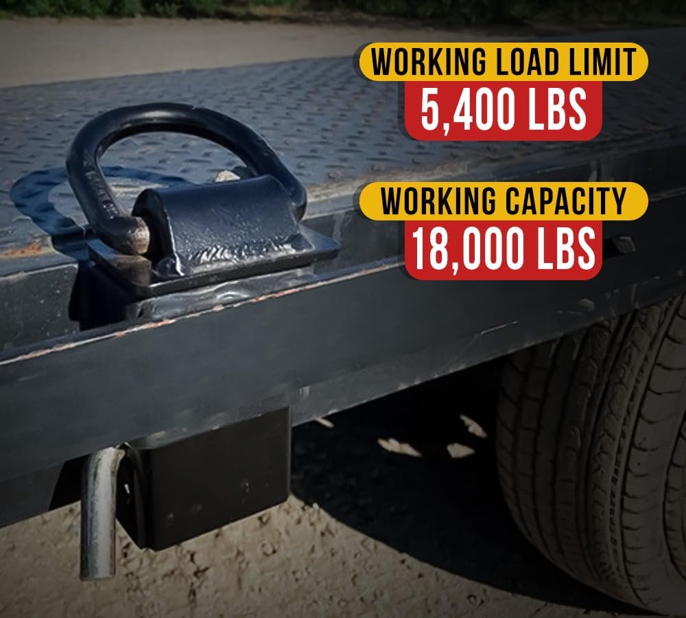 Mytee Products Heavy Duty Adjustable Trailer Stake Pocket D Ring Black Powder Coated W/ 1/2'' Hitch Pin, Load Limit 5400 Lbs & 4