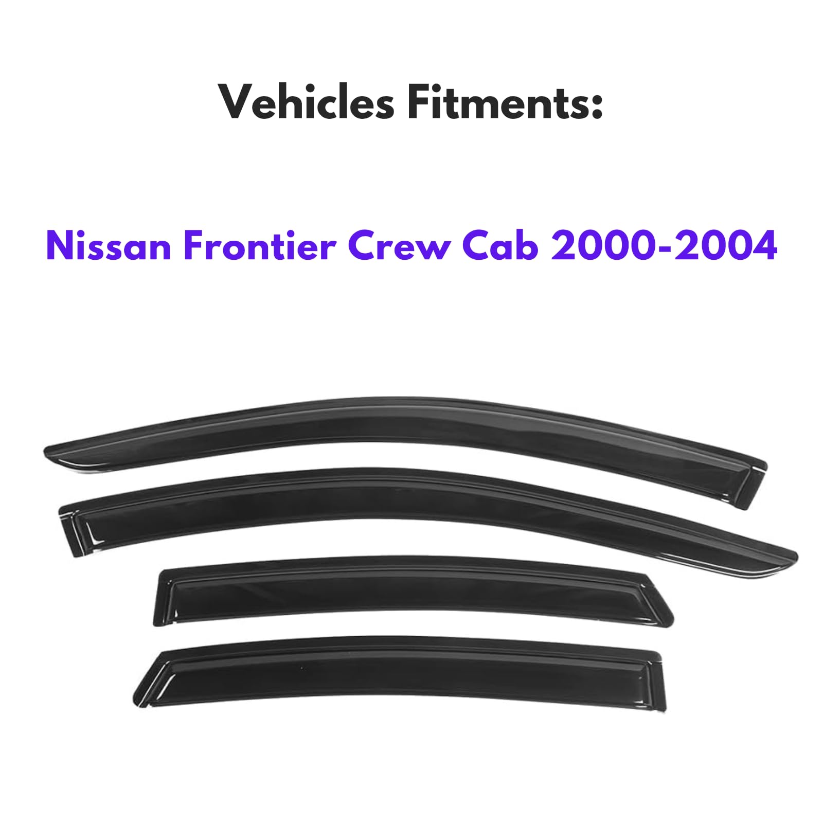 Ig Window Visor For Nissan Frontier Crew Cab 2000-2004, Rain Guard Tape-On Extra Durable Sun Wind Side Vent Window Deflector, 20