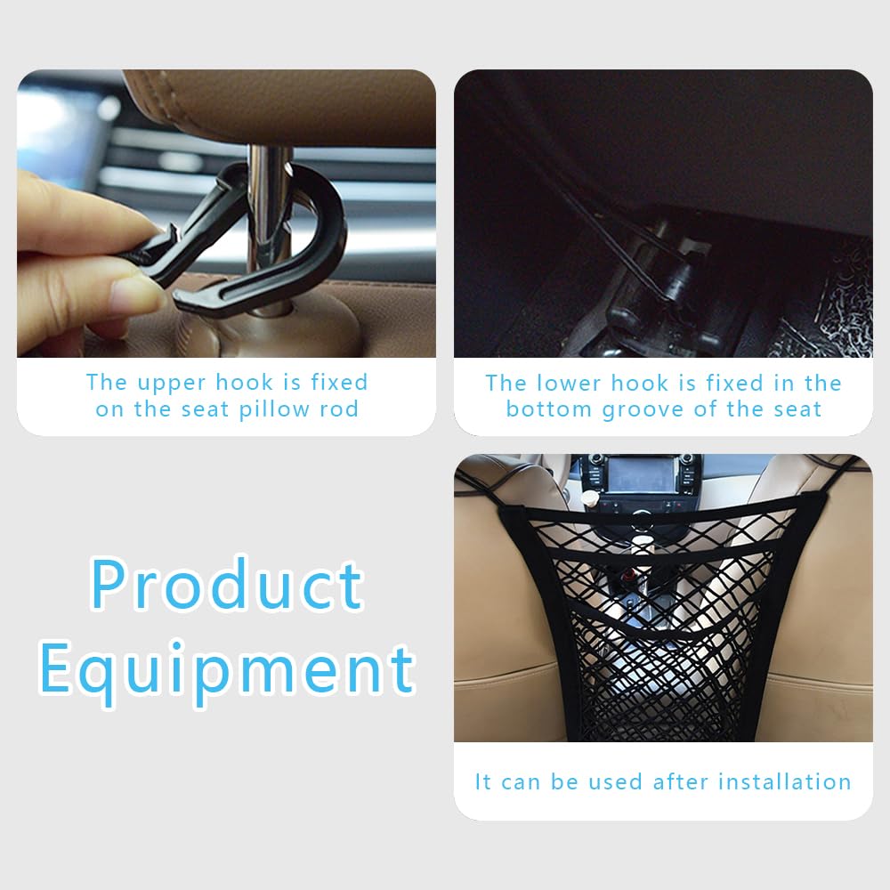 Car Organizer, Car Backseat Organizer, 3-Layer Car Mesh Organizer, Four-Side Elasticity Car Purse Net, Barrier Of Backseat Pet Kids, Car Interior Accessories Net Pocket Organizer Fit For Most Cars