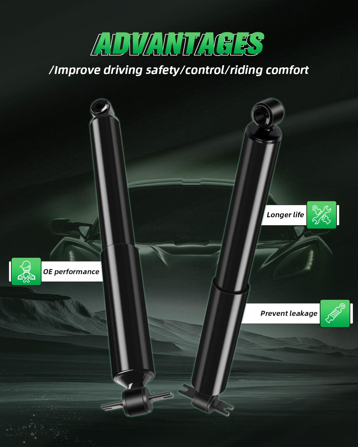 For Jeep Auto Shocks (Rear, 2Pcs), Scitoo Shocks Absorbers Assemblies Set Fit For 1984-2001 For Jeep Cherokee,1984 1985 1986 198