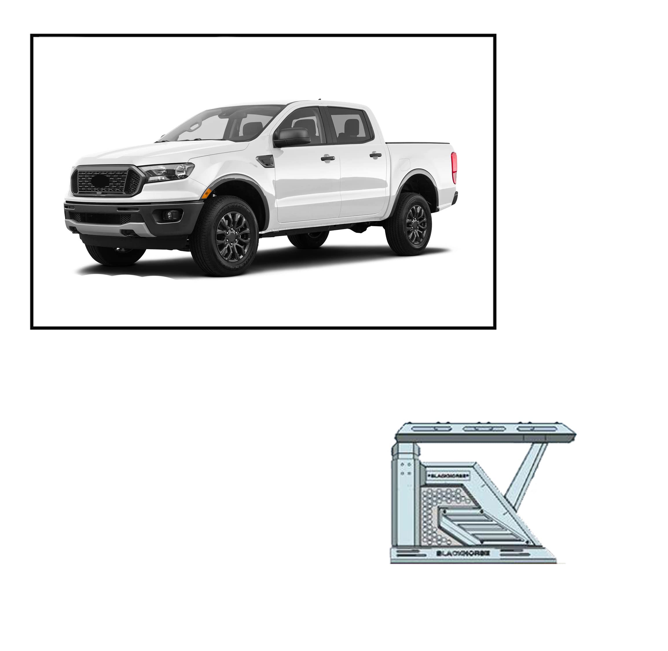 Black Horse Off Road Armour Ii Roll Bar W/Basket Black Compatible With 2019-2022 Ford Ranger-Ar2-07Ba3