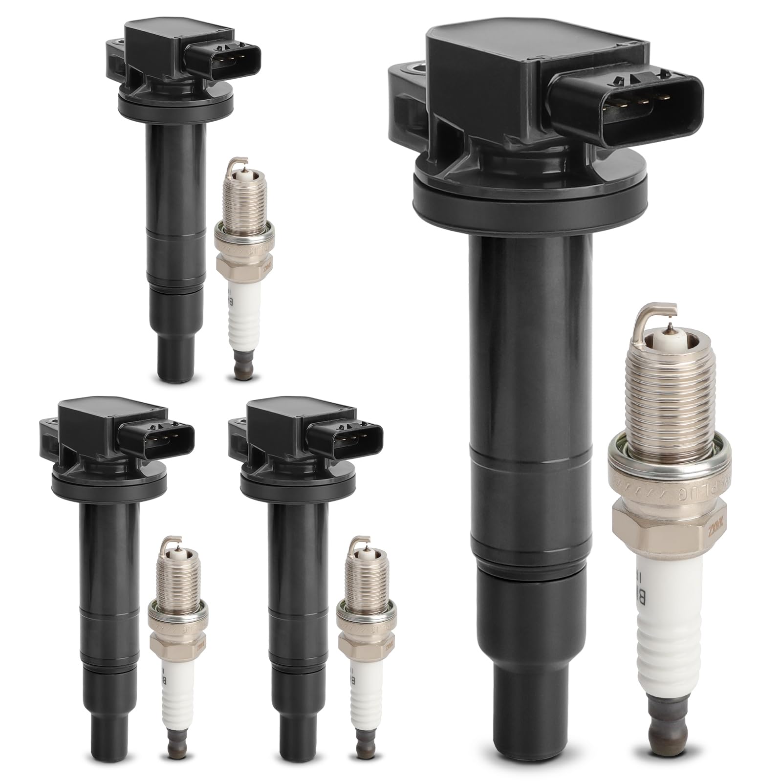 Uf316 Ignition Coil Pack & 7090 Double Iridium Spark Plugs Compatible With 2001-2009 Toyota Prius,2012-2019 Toyota Prius C,2007-