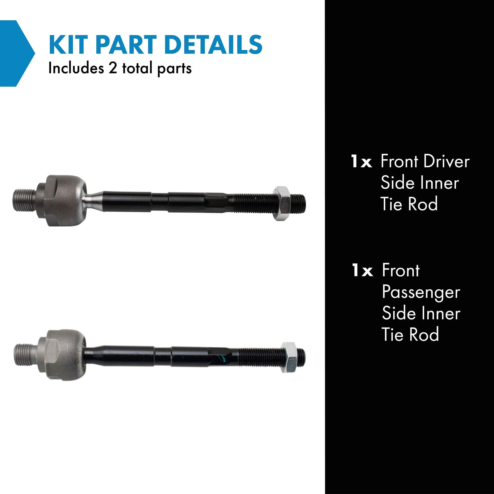 Trq Front Inner Tie Rod Set Compatible With 2006-2011 Kia Rio Rio5