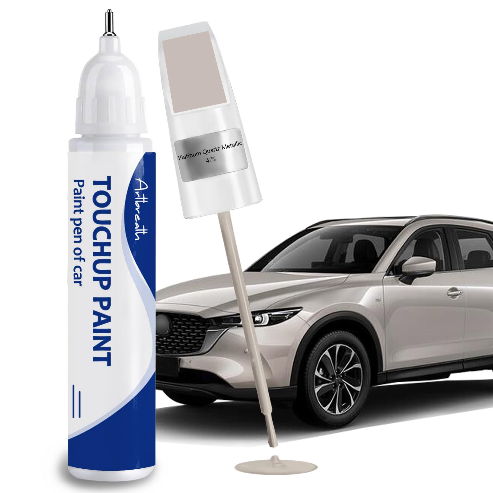 Platinum Quartz Metallic(47S) Touch Up Paint for Mazda-Exact Match-Chips and Nicks Car Paint Scratch Repair Kit Automotive Paint