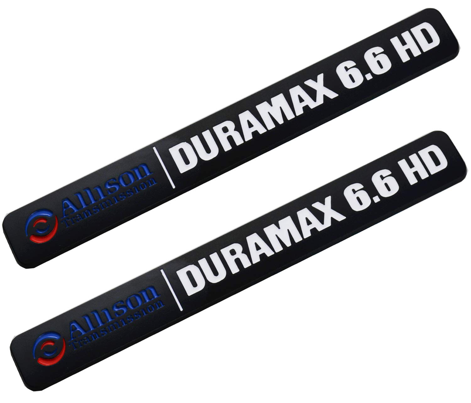 Aimoll Allison Transmission Duramax 6.6 Hd Hood Emblem Pair Set For Gm Silverado 2500Hd (Black/White)