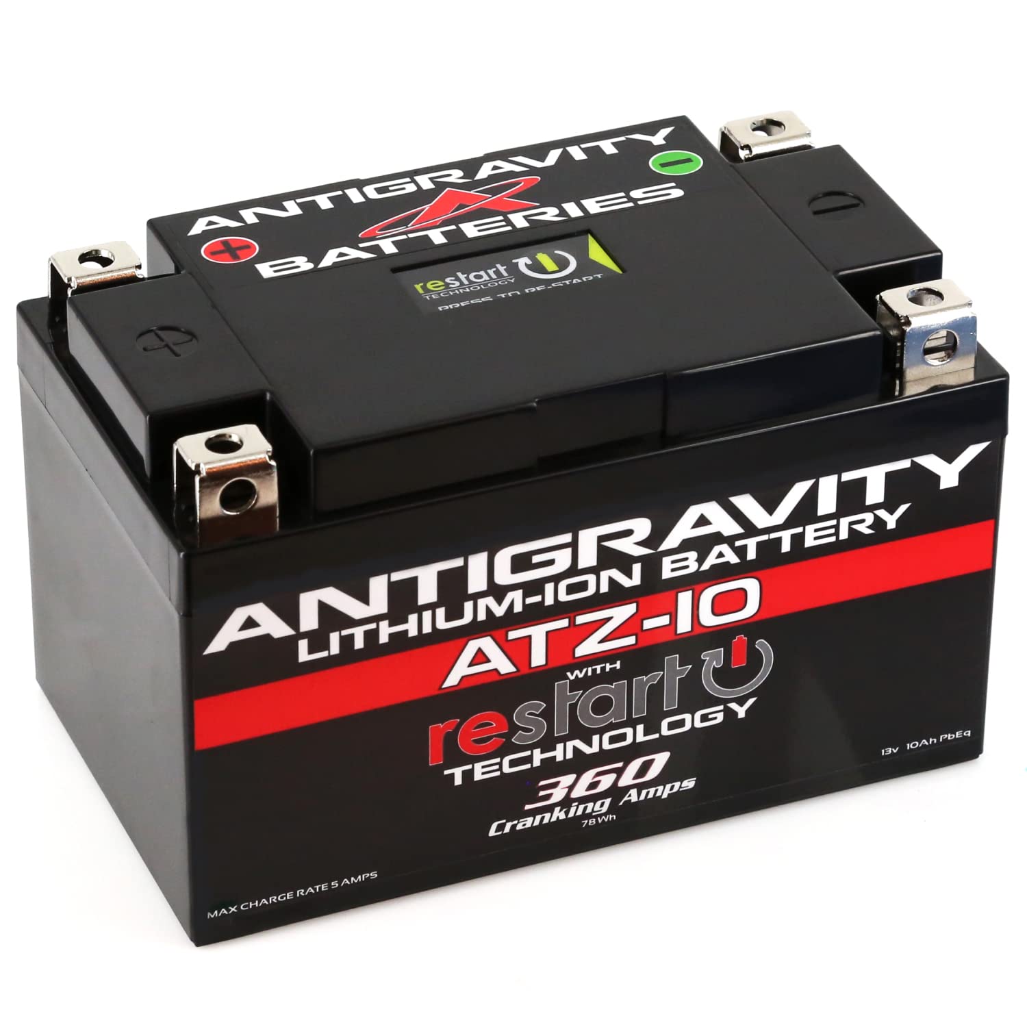 Antigravity Atz-10 Performance Lithium Motorcycle Powersport Battery With Built-In Jump Starting. 6.1Ah, Replaces Ytz10, Ytz12,