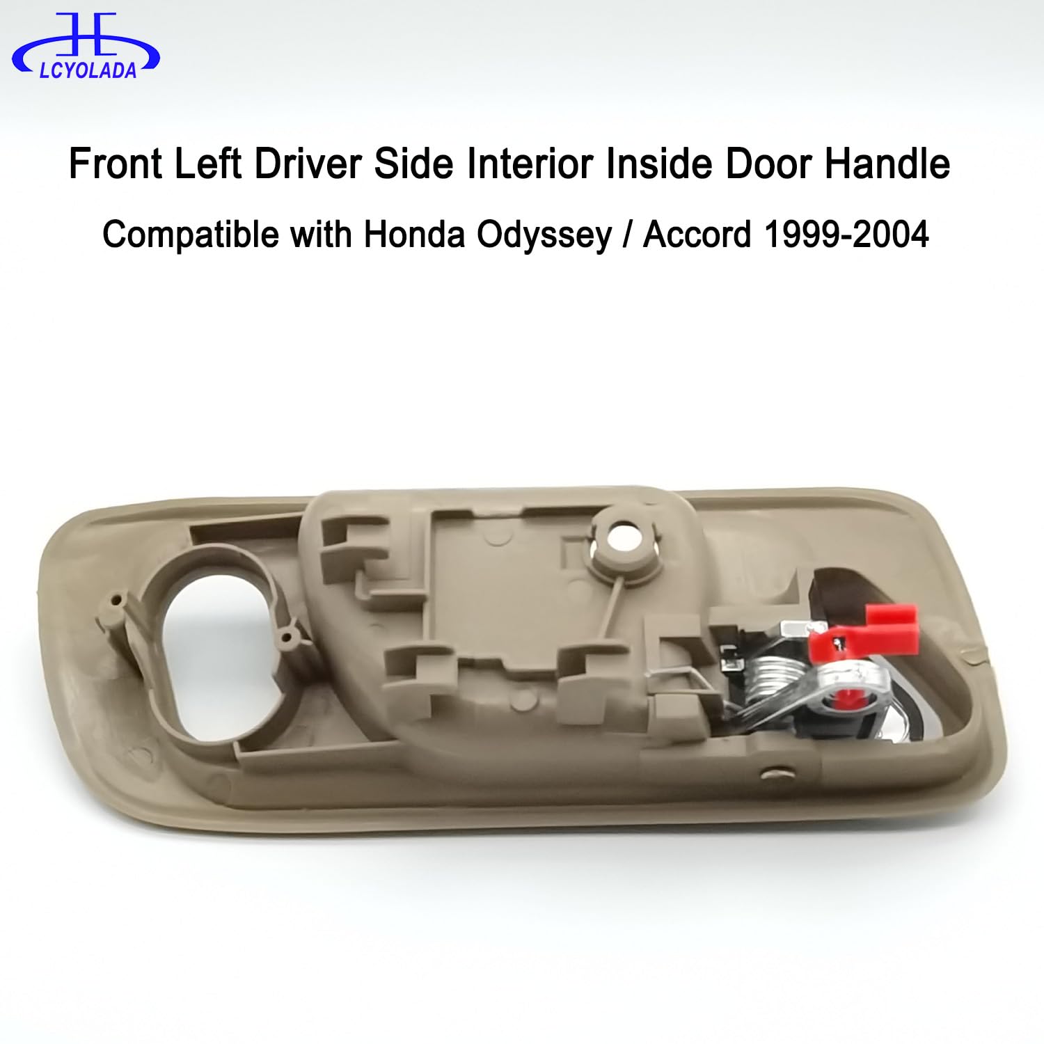 Front Left Driver Side Interior Inside Door Handle for 1998-2002 Honda Accord Sedan, Beige Housing with Chrome Lever, Replace# 7