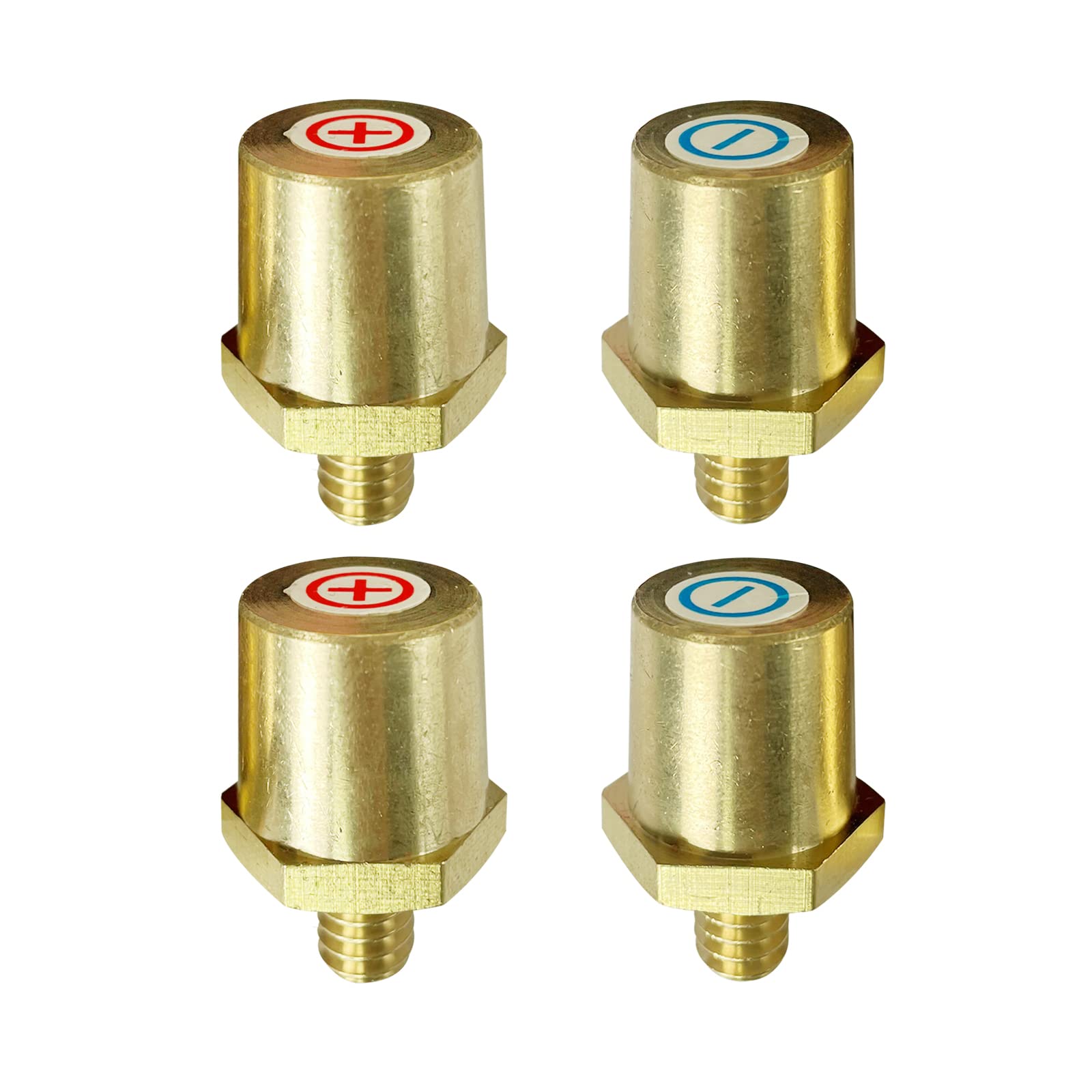 Ampper M8 Thread Male Brass Battery Charging Post Terminals, M8 Battery Post Adapter (+/-) For Extension, Pack Of 4