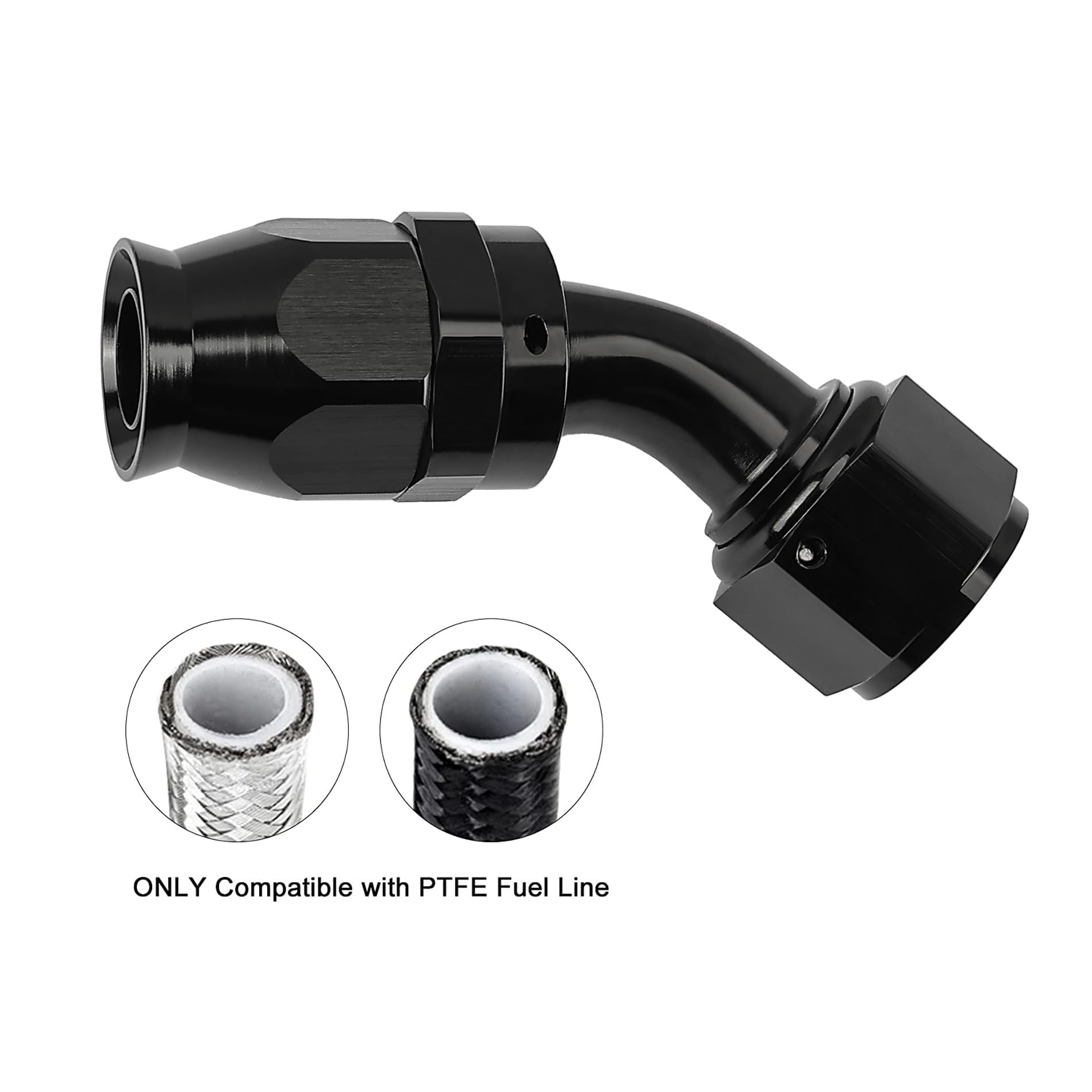 Evil Energy 12An Ptfe Hose End Fitting 45 Degree Black For Ptfe Hose Only 2Pcs