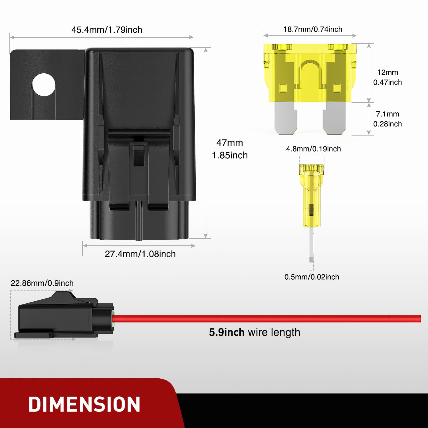 Nilight 6Pcs Inline Fuse Holder 12Awg Waterproof Atc/Ato Blade Holder 20A 30A 40A Regular Heavy Duty In Line W/Cover Fits 1A To