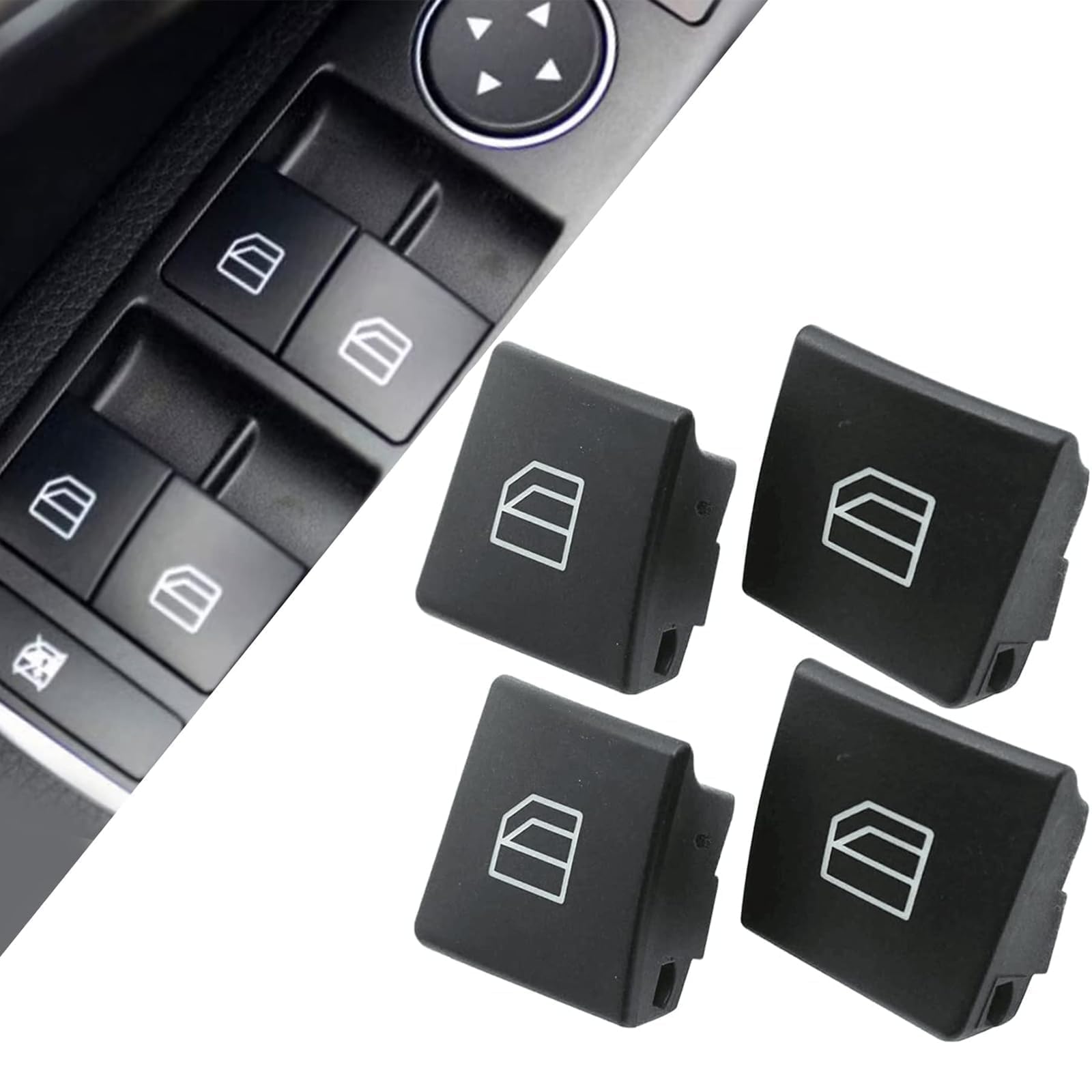 Secosautoparts 4Pcs Window Switch Button Cap Compatible With Mercedes Benz E-Class E200 E220 E250 E300 C-Class C180 C200 C220 20