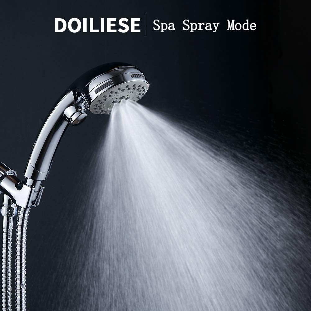 Doiliese High Pressure 6 Setting Shower Head Hand-Held With Onoff Switch And Spa Spray Mode - Hand Held Shower Head With Handhel