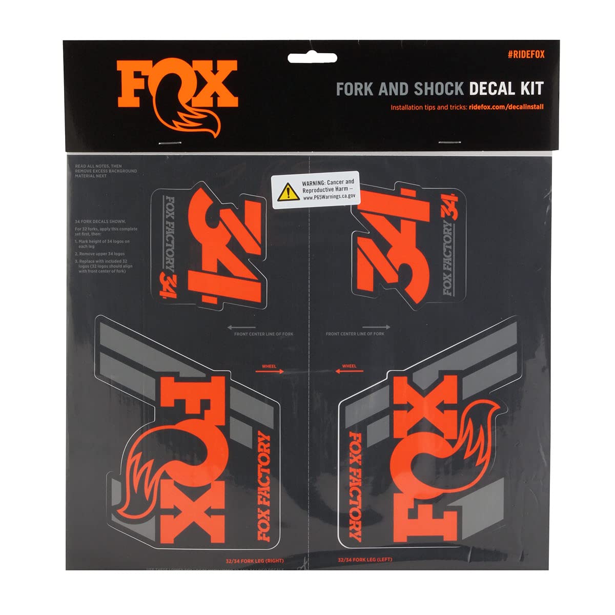 Fox Racing Shox Heritage Fork And Shock Decal Kit Orange, One Size