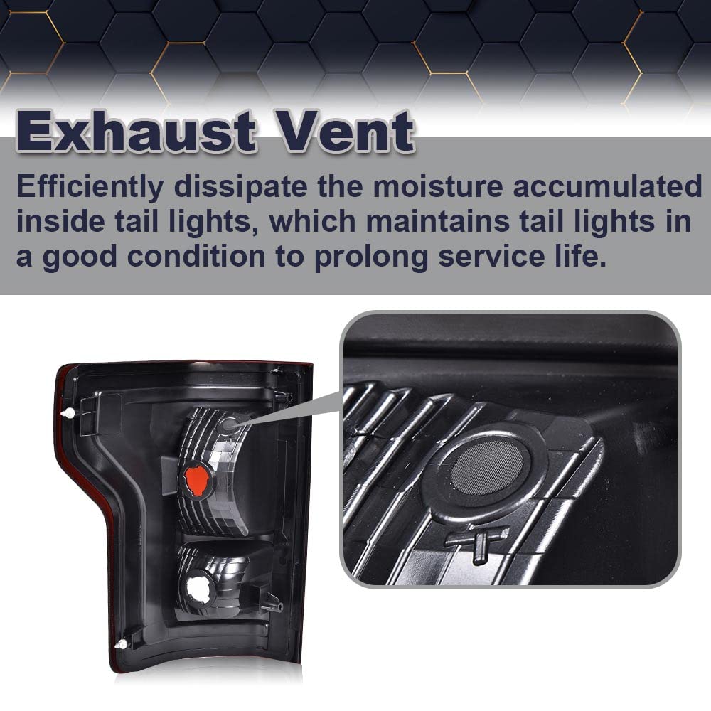 Pit66 Tail Lights Compatible With Ford F150 2015-2017 Smoky Lens Rear Lights Brake Lamps Drive & Passenger Side ?Fl3Z13405A-Pfm,