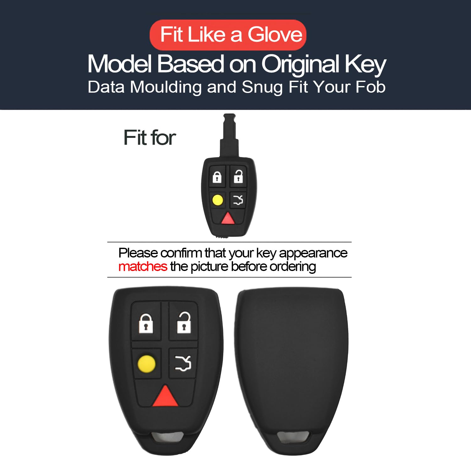 Infipar 2Pcs Compatible With Volvo C30 C70 S40 V50 Key Fob Cover Case Key Chain Protector Keyless Remote Holder