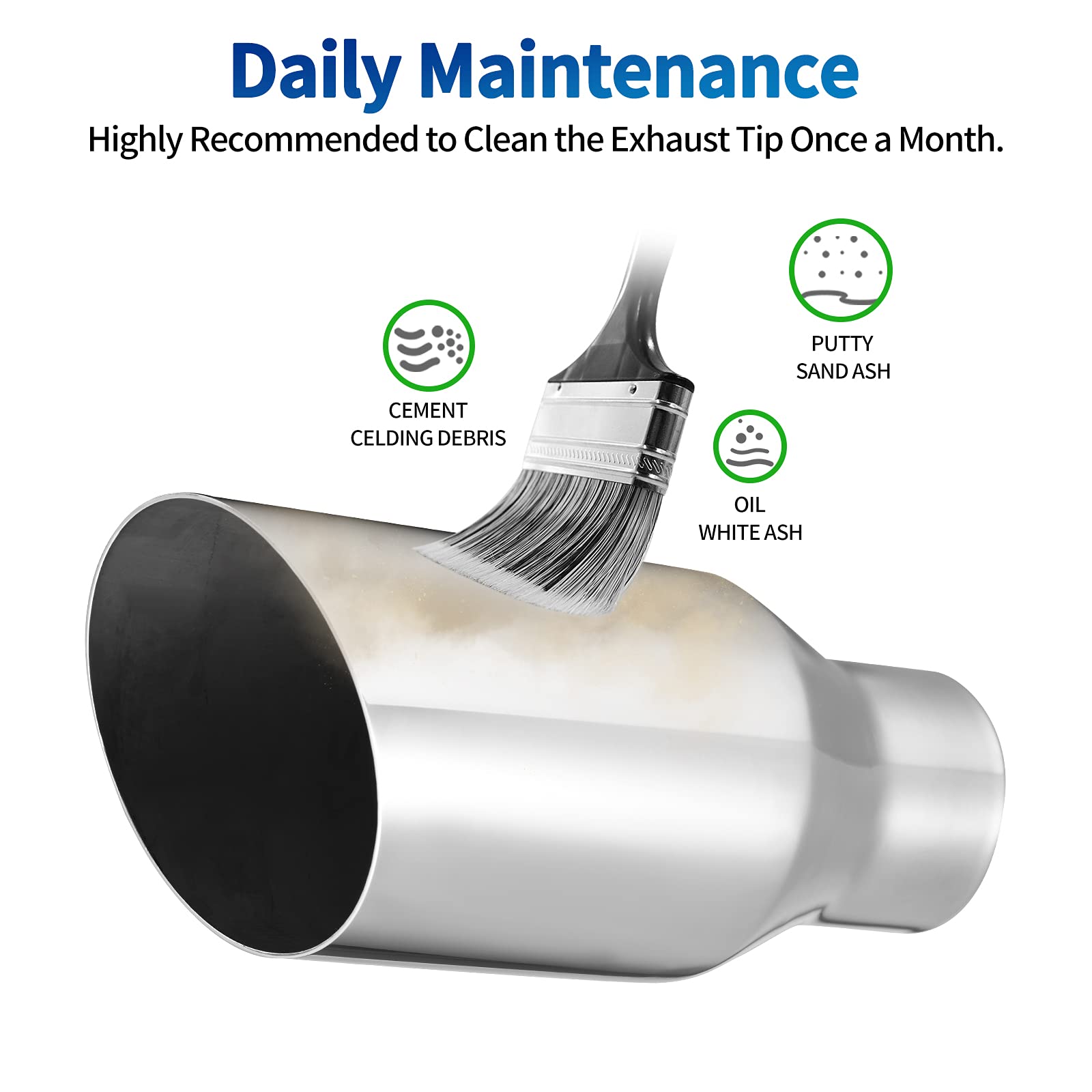 AUTOSAVER88 2.5 Inch Inlet Exhaust Tip, 2.5'' Inlet 4'' Outlet 9'' Overall Length Stainless Steel Tailpipe Chrome Polished Exhau