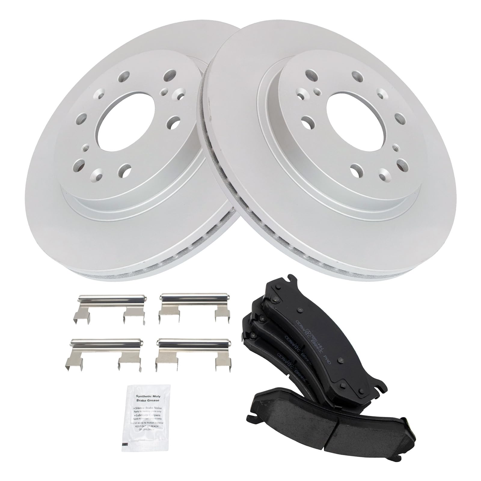 Trq Front Brake Pad & Rotor Kit Premium G-Coated Ceramic Compatible With 2006 Chevrolet Silverado 1500 2007 Silverado 1500 Class