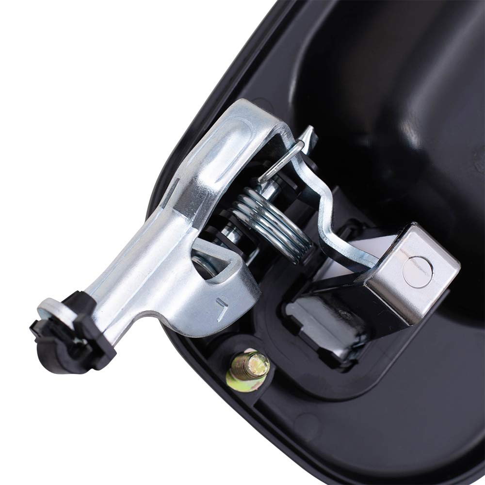 AutoandArt Brock Replacement Set Rear Outside Door Handles Black Bezels w/Chrome Levers Compatible with 2001-2007 Silverado Sierra Crew Cab Pickup Truck 15745141 15745140