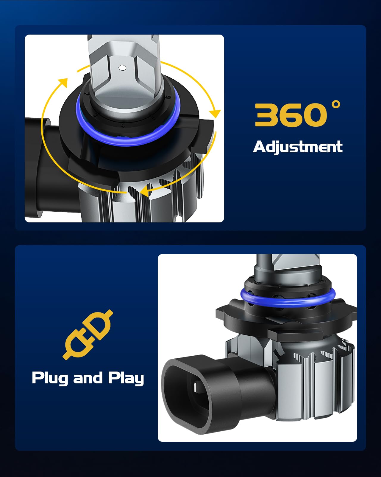 Laxmas 9006/Hb4 Fog Bulbs, 6500K Cool White Light, 9006 Driving Fog Lights, 1:1 Real Size, Non-Polarity, Pack Of 2