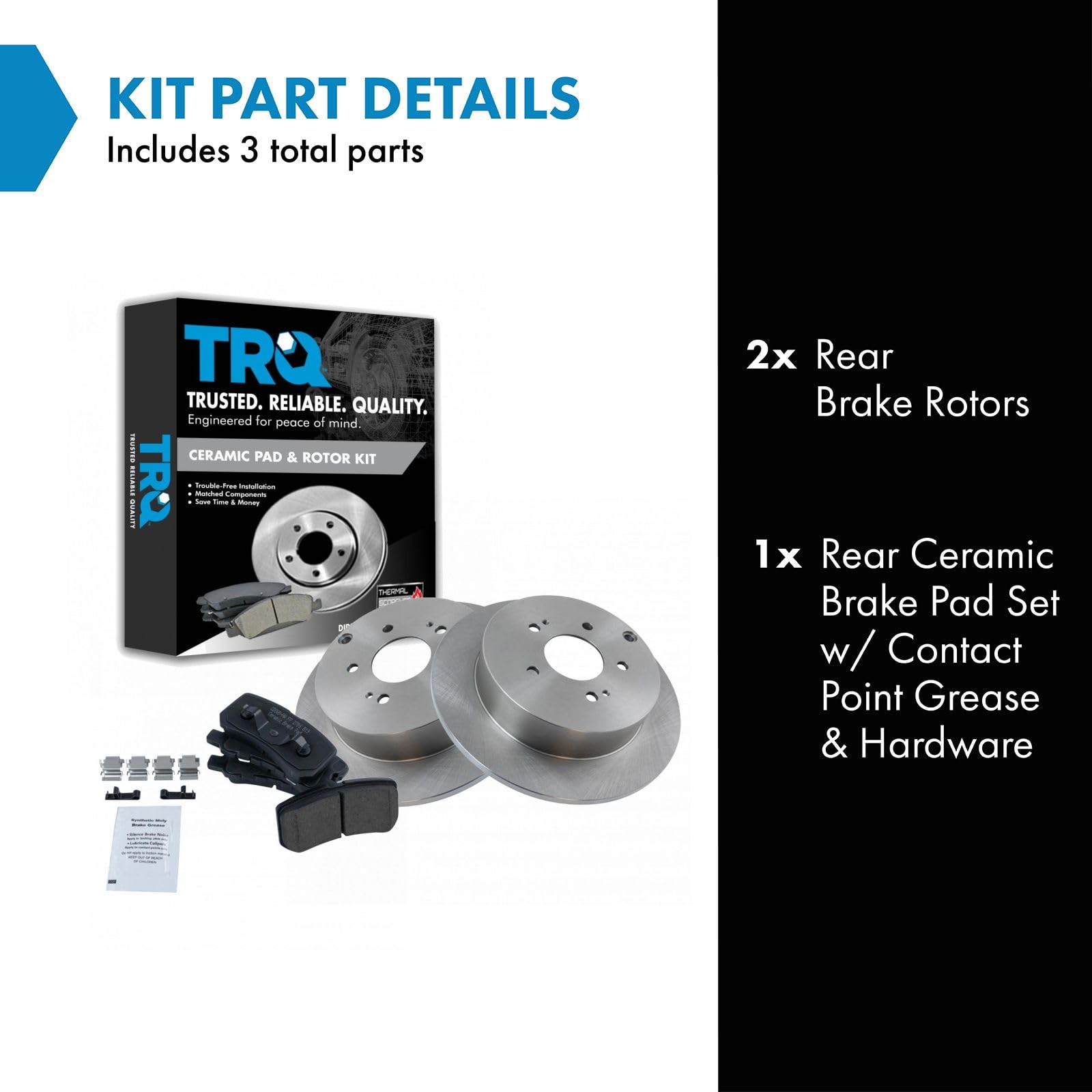 TRQ Rear Brake Pad & Rotor Kit Brake Pads Brake Rotor Ceramic Compatible with 2004-2011 Mitsubishi Endeavor