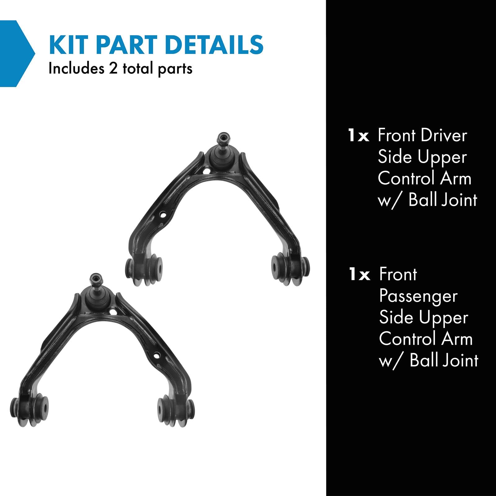 Trq Front Upper Control Arm With Ball Joint Set Compatible With 2003-2005 Ford Crown Victoria Lincoln Town Car Mercury Grand Mar