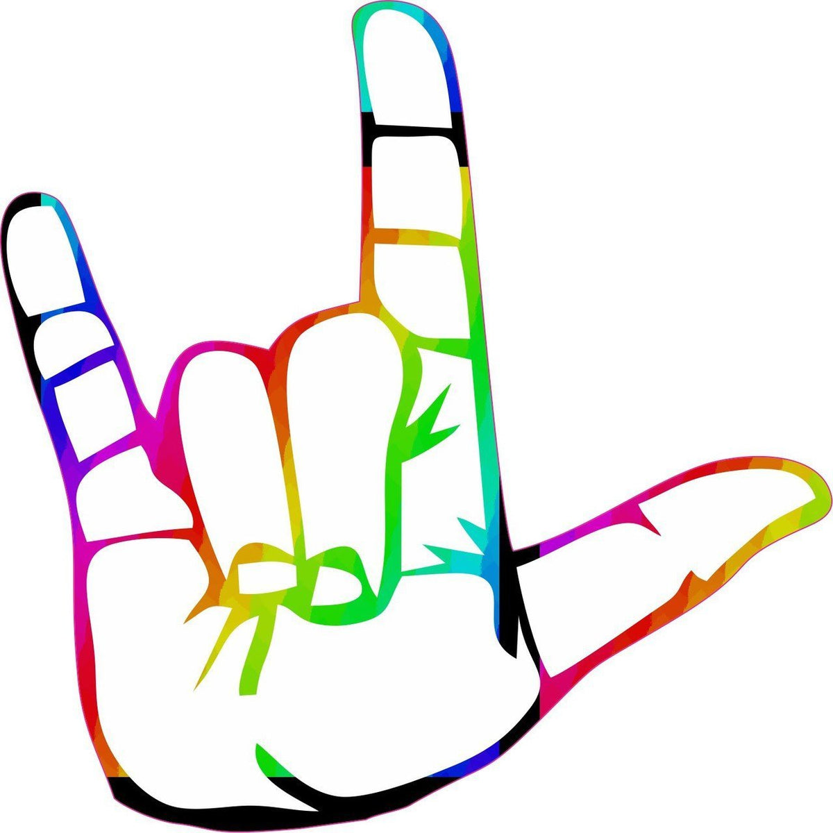 Stickertalk Rainbow Asl I Love You Vinyl Sticker, 5 Inches By 5 Inches