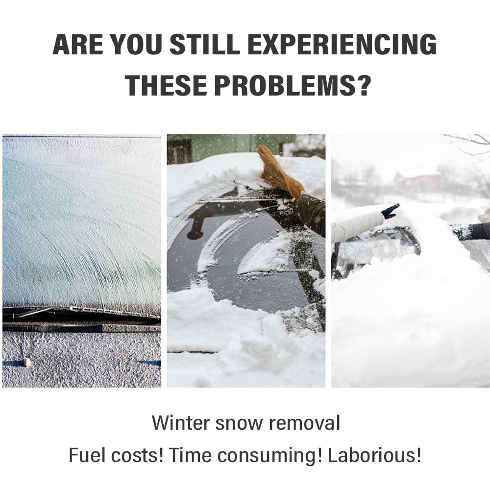 Carleef Magnetic Windshield Cover For Ice And Snow,Anti-Theft Car Windshield Snow Cover With 5 Invisible Magnets,All-Season Univ