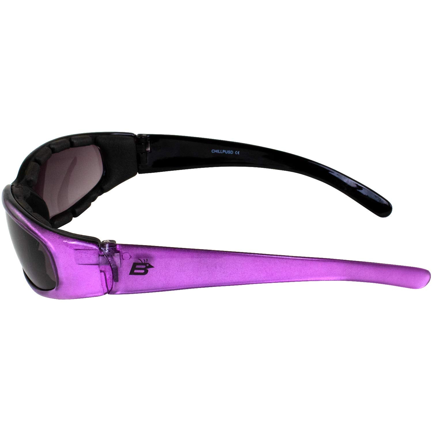 Birdz 2 Pairs Of Eyewear Chill Women'S Padded Motorcycle Sunglasses, Purple Frames With Clear & Super Dark Lenses