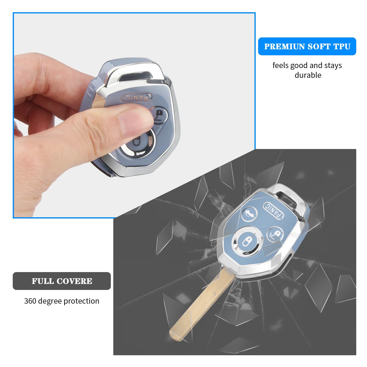 Qbuc For Subaru Key Fob Cover With Keychain Soft Tpu Protection Case Compatible With 2008-2019 Ascent Brz Crosstrek Forester Imp