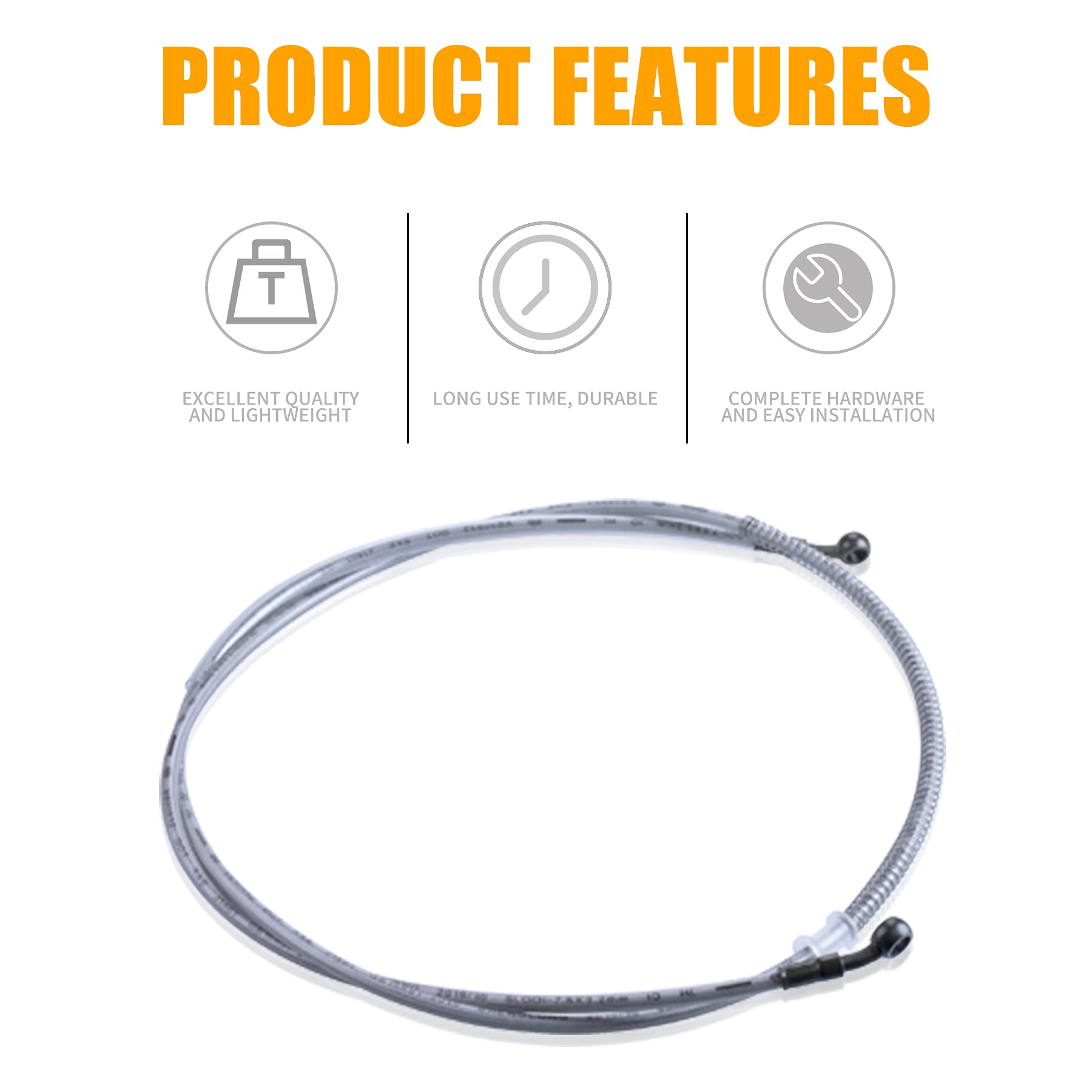 Mwmnun 70' Braided Hydraulic Brake Hose Line Pipeline Compatible With Chinese Gy6 Scooter Atv Dirt Bike Go Kart 10Mm Banjo Ends 178Cm
