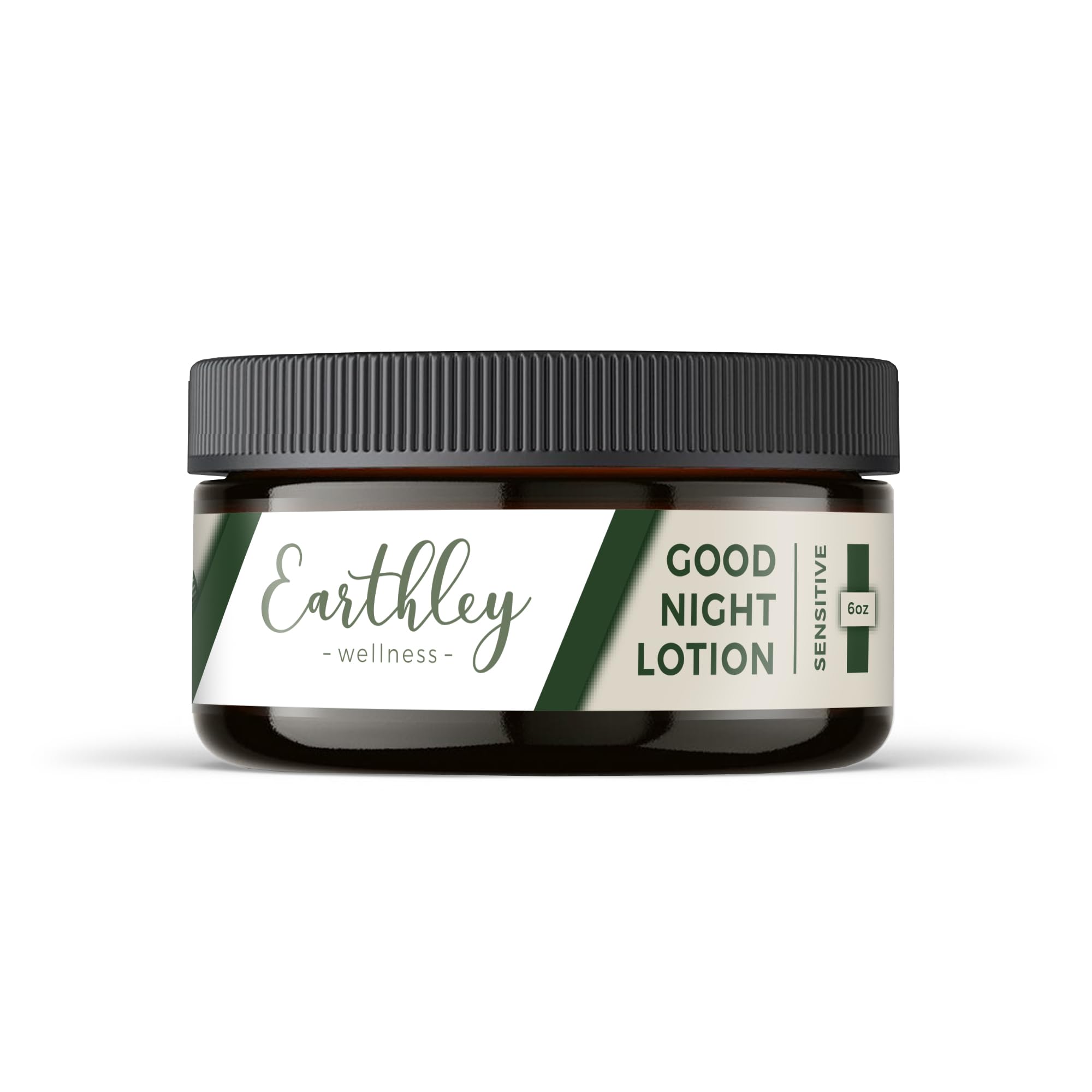 Earthley Wellness, Good Night Lotion, Magnesium Lotion, Apricot Oil, Shea Butter, Mango Butter, Candelilla Wax, Lavender Essential Oil, Vegan, New Size (Sensitive, 6Oz)