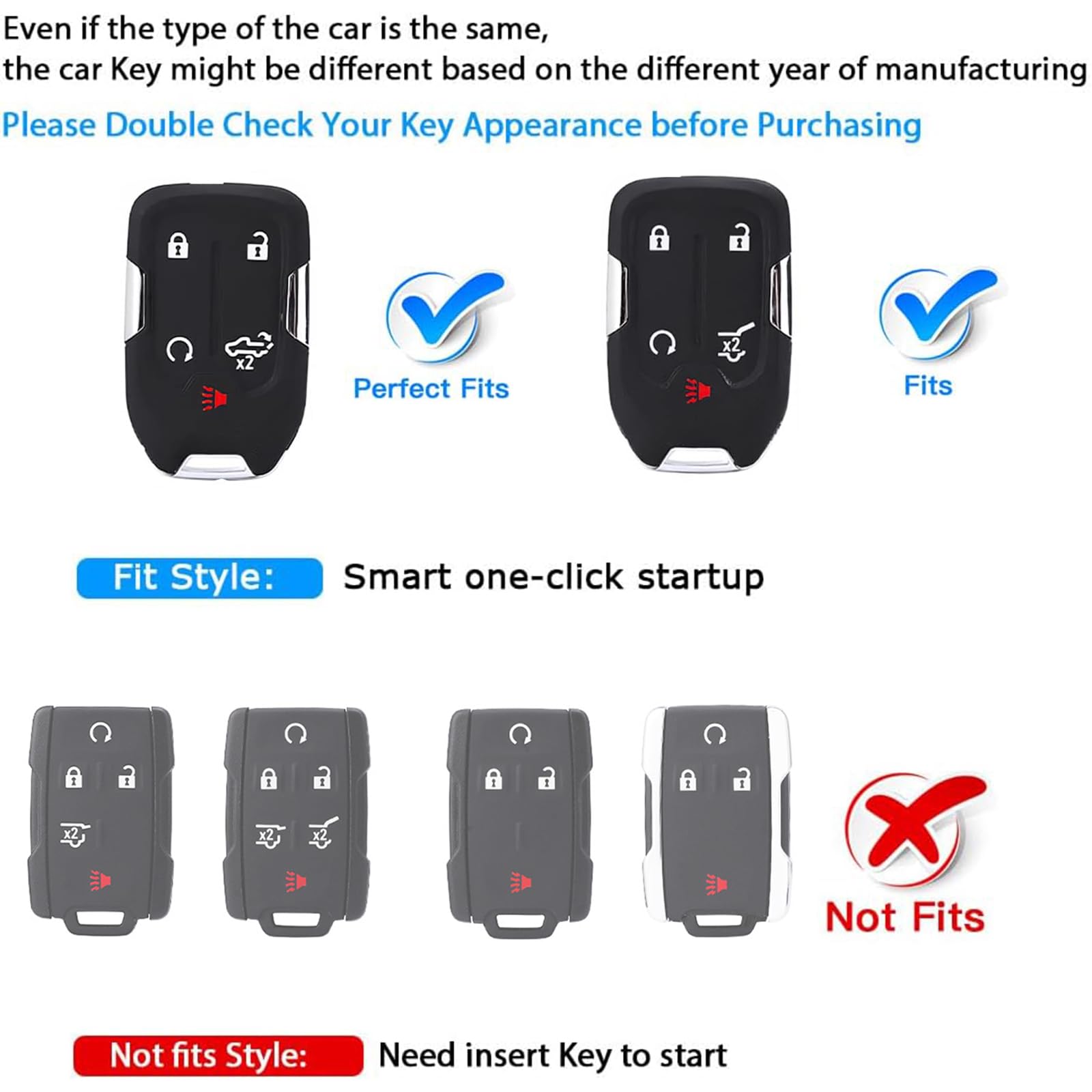 QBUC for GMC Key Fob Cover with Keychain,5 Button Soft TPU GMC Key Fob Cover,Fit for GMC Acadia Sierra Terrain and Chevy (red, 5