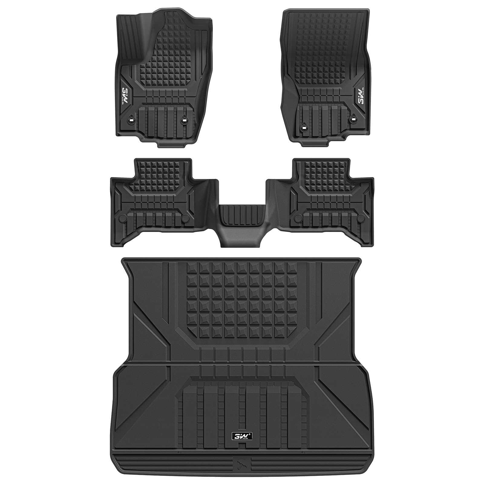 3W Floor Mats & Cargo Liner For 2024 2025 Toyota Land Cruiser Prado & Lexus Gx550(With Coolbox), Tpe Custom Fit Floor Liner & Tr