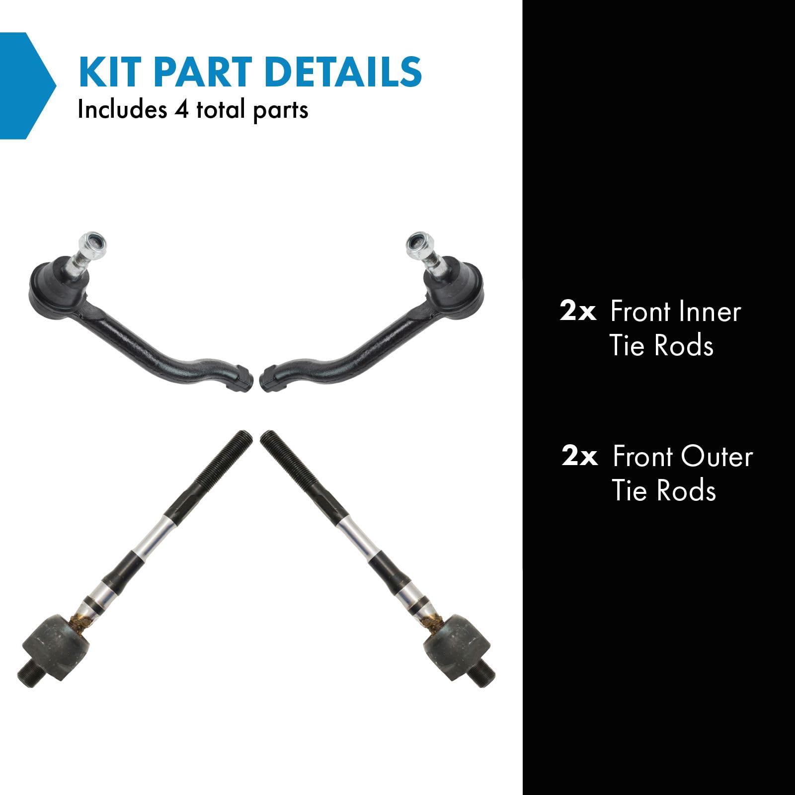 Trq Front Tie Rod Set Compatible With 2009-2014 Nissan Maxima