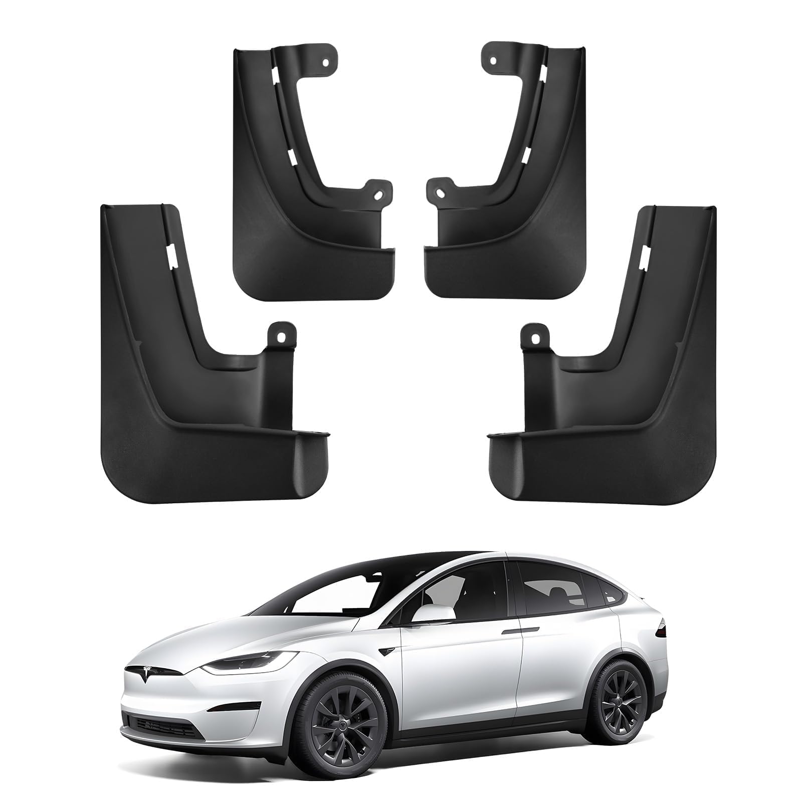 Basenor 2025 New Version Tesla Model X/Model X Plaid Mud Flaps Splash Guards No Drilling No Tape Mudguards Vehicle Tire Protecto