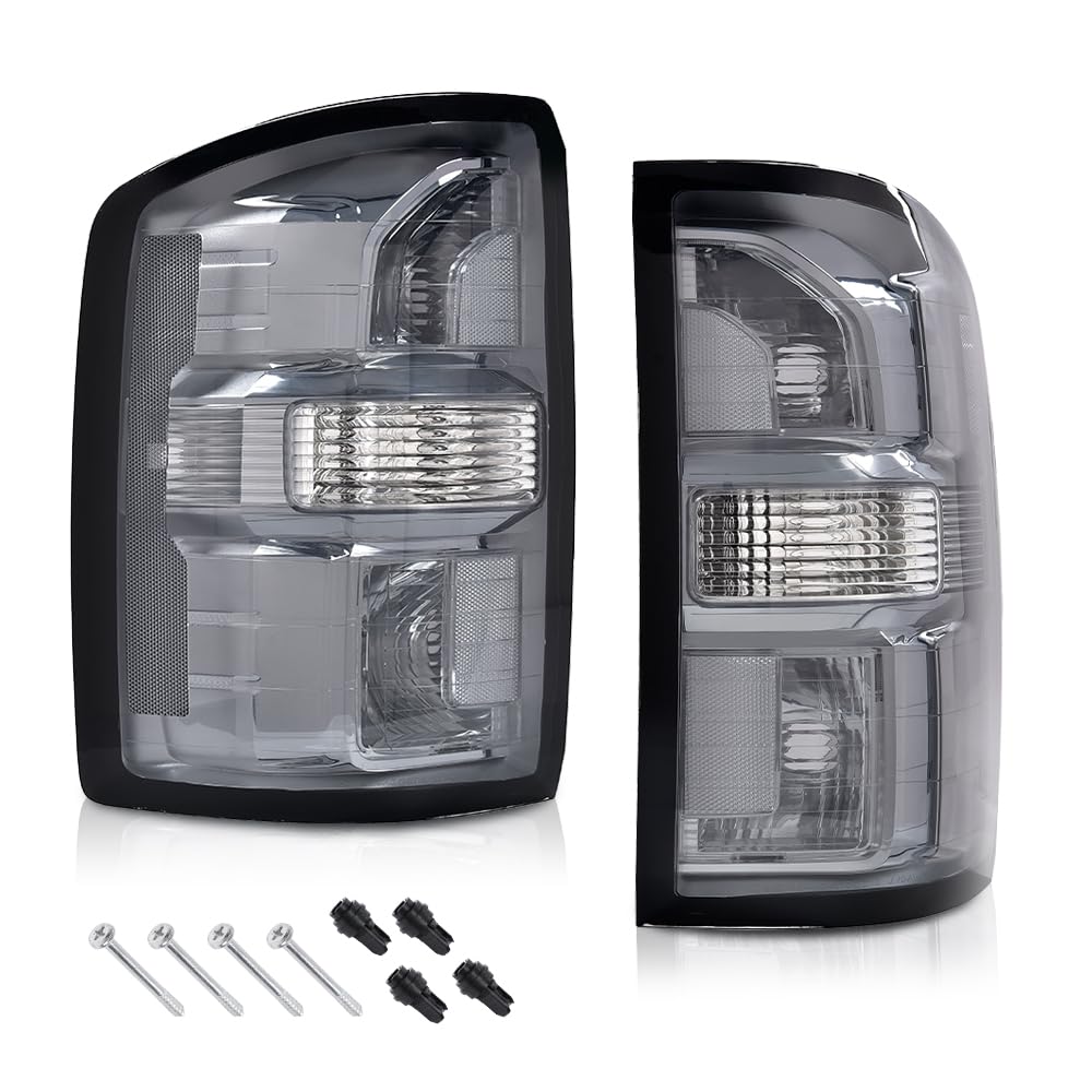 Pit66 Smoke Lens Tail Lights Compatible With Gmc Sierra 1500 2500 Hd 3500 Hd 2014 2015 2016 2017 2018 2019 Drive & Passenger Sid
