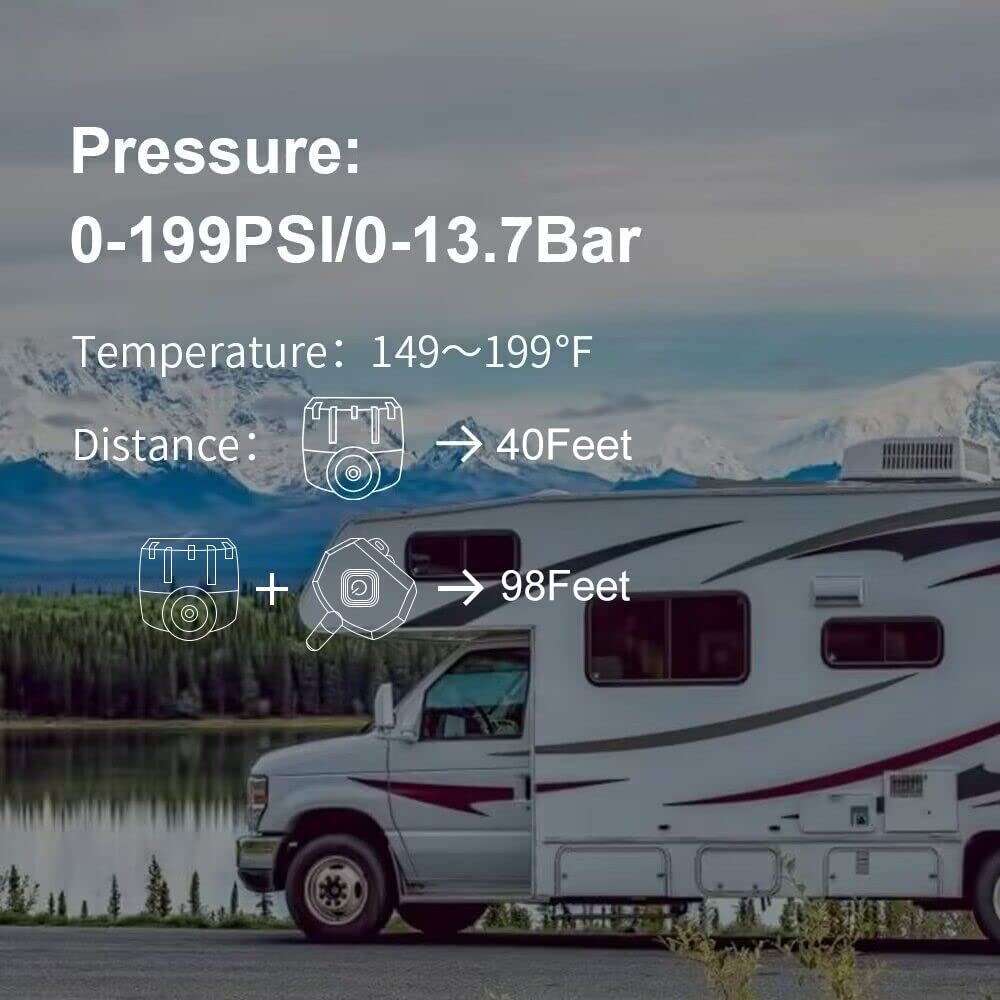 B-Qtech RV TPMS Tire Pressure Monitoring System, 6 Sensors, Wireless, Real Time Pressure & Temperature Display, Black, Model 31628