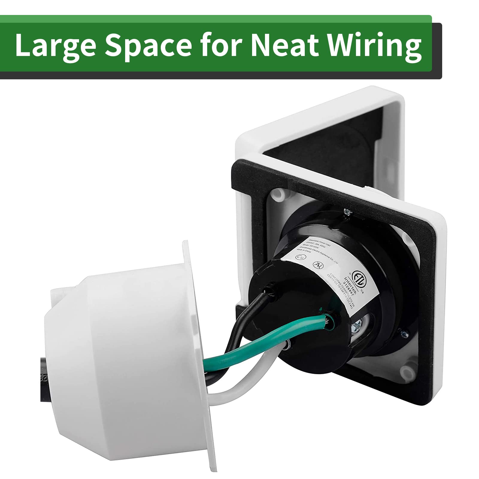 Rvguard 125V 30 Amp Rv Power Inlet, White, Twist Locking, Power Plug With 3 Stainless Steel Pins And Screws