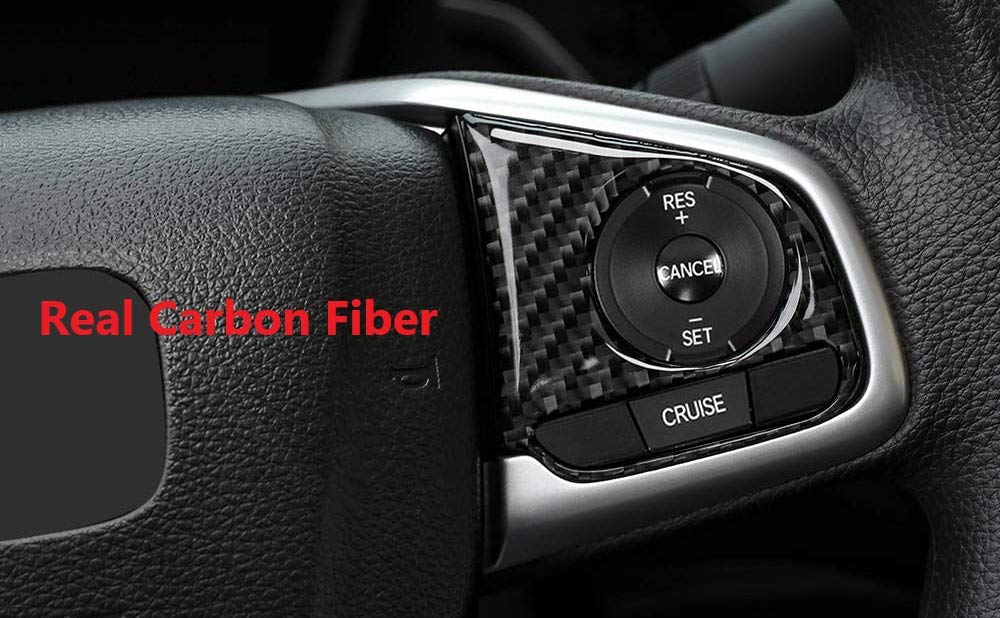 Xotic Tech Driver Side Media Control Button Cover Trim, Genuine Soft Carbon Fiber, Compatible With Honda Civic 10Th Gen