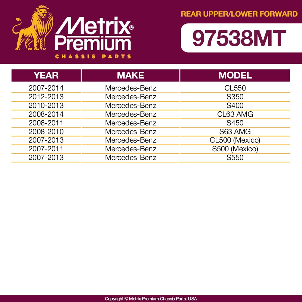 Metrix Premium Chassis Parts - 4 Pc L/R Rear Lower & Upper Forward Control Arm Kit Fits 07-14 Mercedes-Benz Cl550, 12-13 S350, 1
