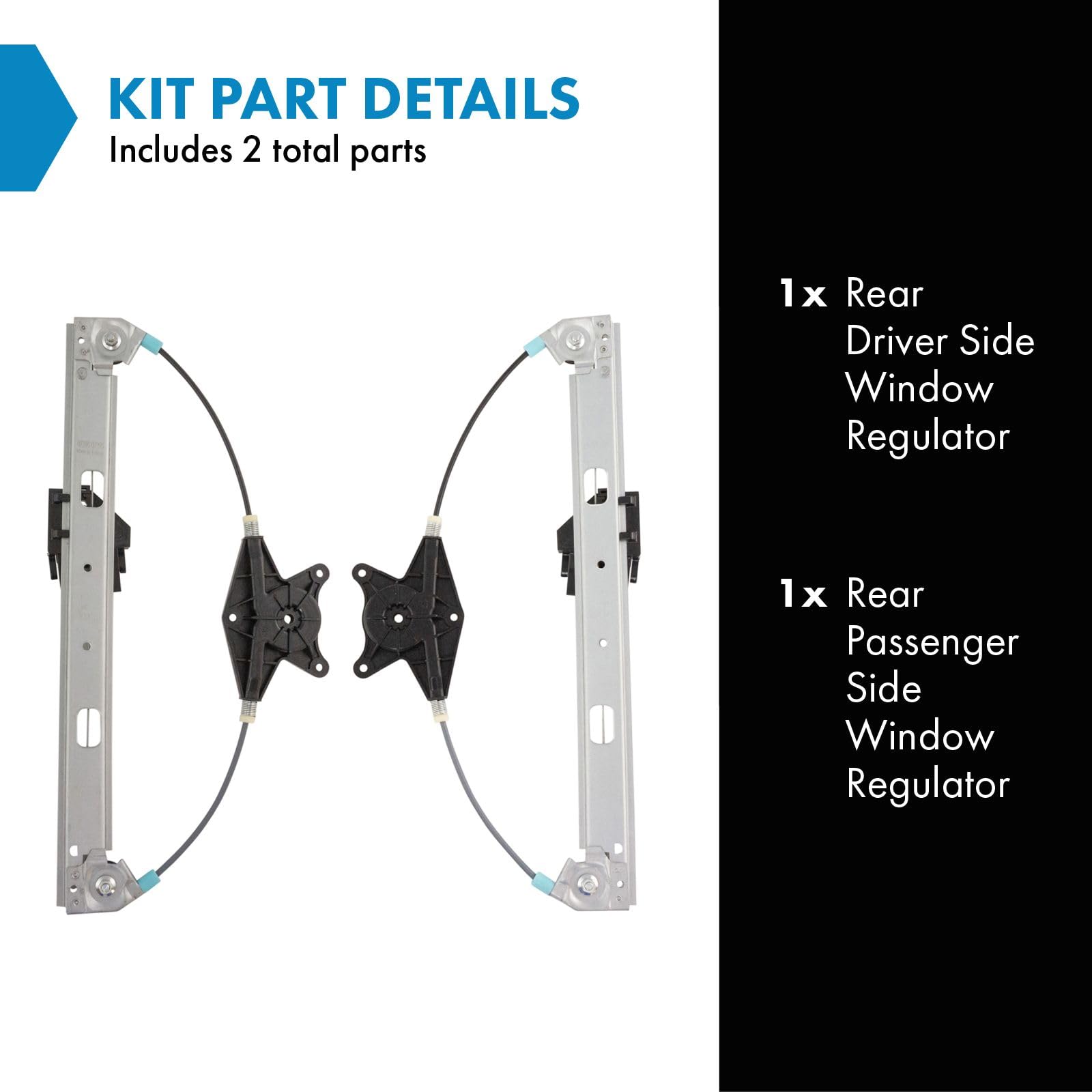 Trq Rear Power Window Regulator Set Compatible With 1998-2005 Volkswagen Passat