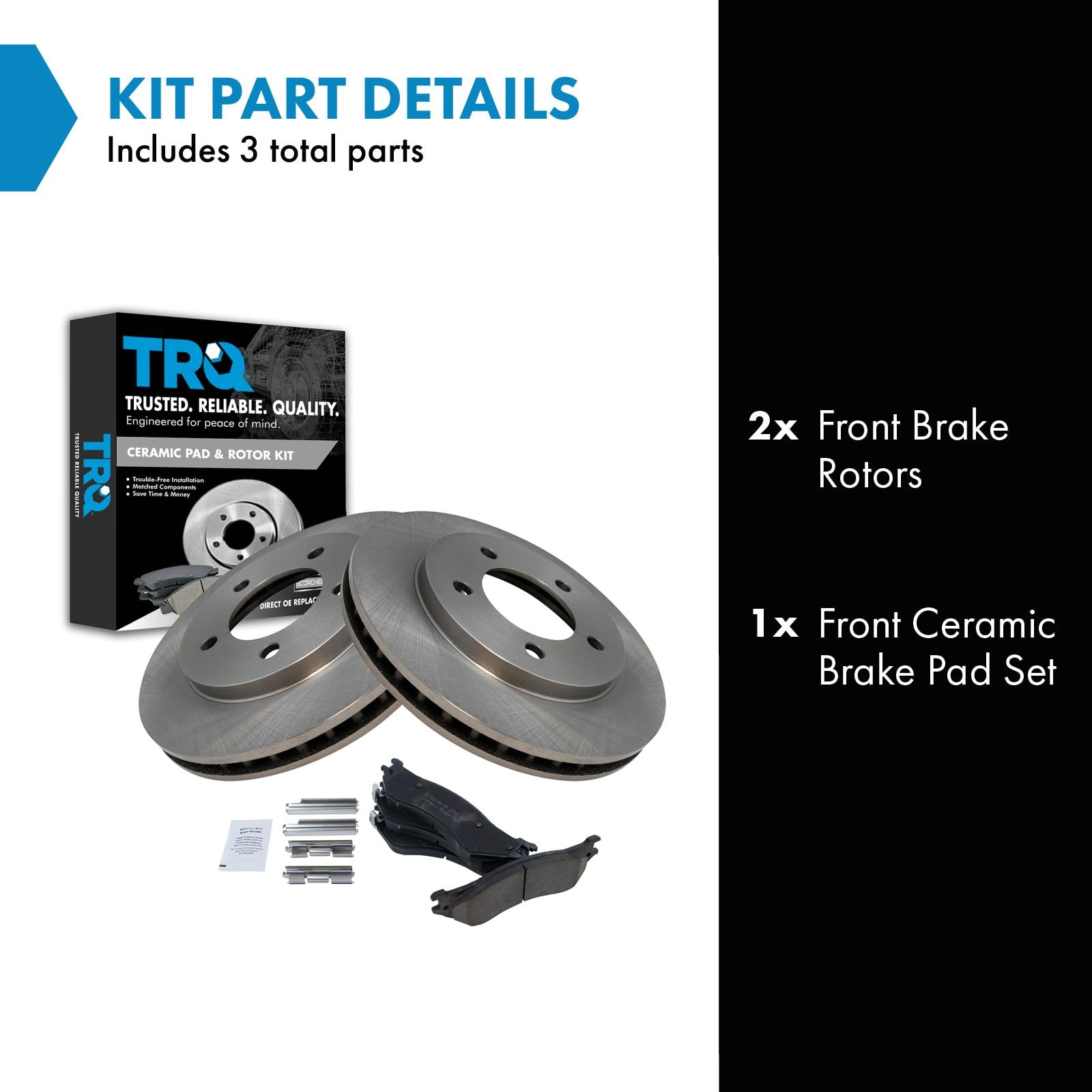 Trq Front Brake Pad & Rotor Kit Brake Pads Brake Rotor Ceramic Compatible With 1997-2002 Ford Expedition 1998-2002 Lincoln Navig