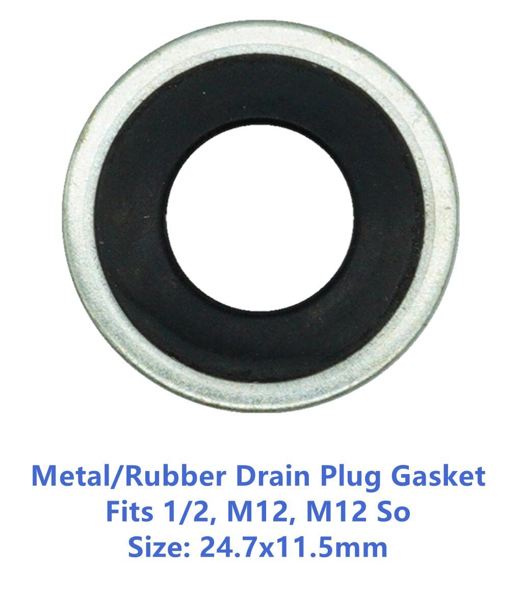Dsnaduo 50 Pcs Metal/Rubber Drain Plug Gasket, Fits 1/2, M12, M12 So Replace 097-021,65274,365274,Gm 14079550,14090908,1625762,1